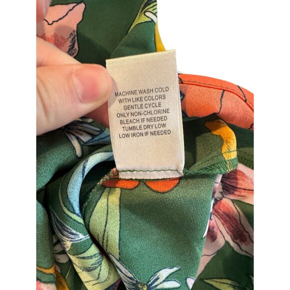 DR2 Green Floral Ruffle Sleeve Blouse Women’s Small V Neck Top Summer - Picture 6 of 10